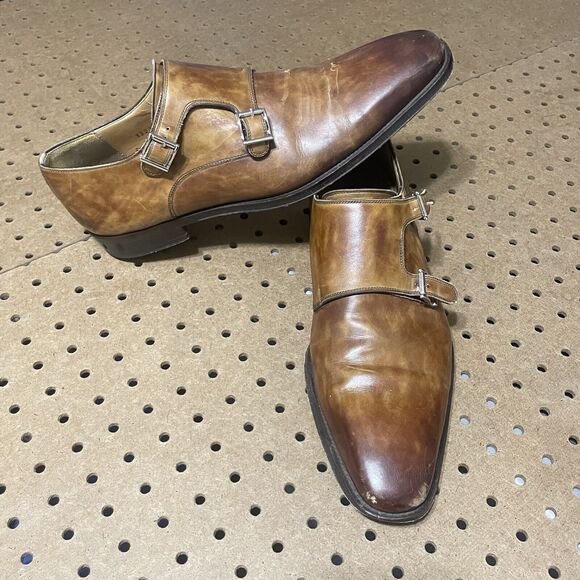 Magnanni Miro Burnished Double Monk Shoes Mens Size 9.5 Burnished Brown Spain main image 9